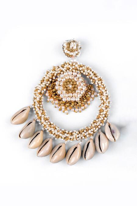 Buy Kanyaadhan By Dhirajaayushi Gold Plated Sequins, Beads, Metallic Thread Shell Drop Earrings Online at Aza Fashions Buy_Kanyaadhan By Dhirajaayushi_Gold Plated Sequins, Beads, Metallic Thread Shell Drop Earrings _Online_at_Aza_Fashions