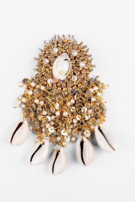 Buy_Kanyaadhan By Dhirajaayushi_White Beads Pearl Embellished Dangler Earrings _Online_at_Aza_Fashions