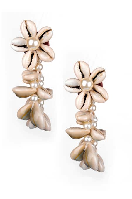 Kanyaadhan By Dhirajaayushi Shell Embellished Dangler Earrings 