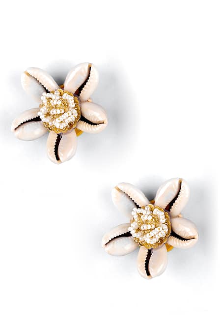 Buy Yellow Chimes Women Gold-Toned Double Flower Hanging Drop Earrings  Online