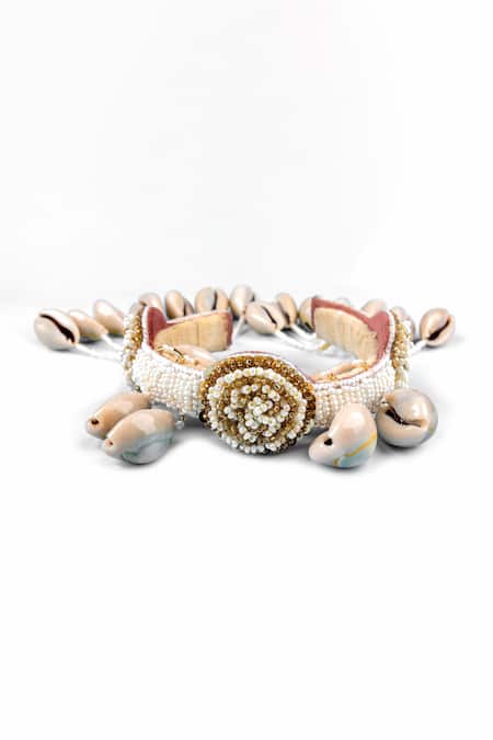 Kanyaadhan By Dhirajaayushi Embellished Shell Tassel Bangles Set of 2 