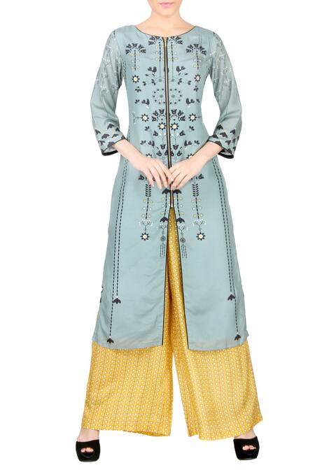 Soup By Sougat Paul_Blue Light Kurta With Palazzos _Online_at_Aza_Fashions