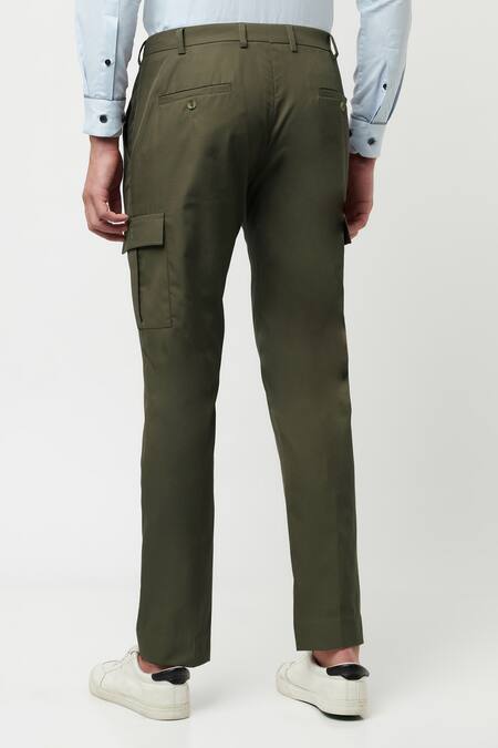 Shop Lacquer Embassy Green 100% Cotton Plain Montero Trouser Online at Aza Fashions Shop_Lacquer Embassy_Green 100% Cotton Plain Montero Trouser _Online_at_Aza_Fashions