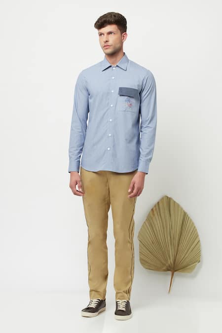 Lacquer Embassy Blue 100% Cotton Rey Shirt