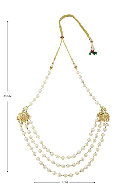 Shop_Just Shradhas_Gold Plated Kundan Layered Necklace _Online_at_Aza_Fashions