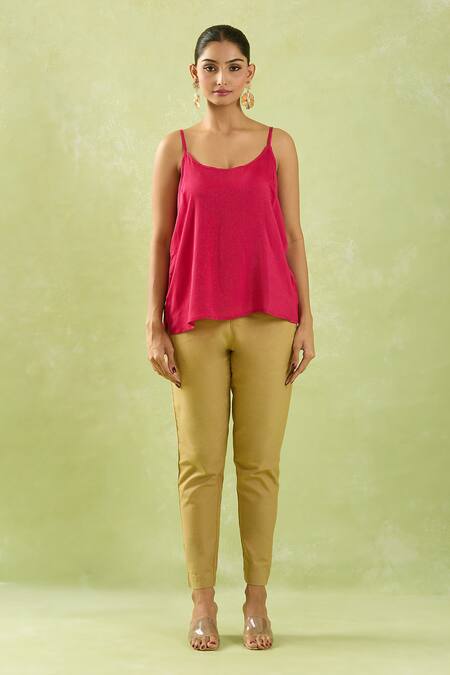 Shop Shraddha Rambhia Pink Fine Chanderi Woven Geometric Collar Shirt Tunic Online at Aza Fashions Shop_Shraddha Rambhia_Pink Fine Chanderi Woven Geometric Collar Shirt Tunic_Online_at_Aza_Fashions