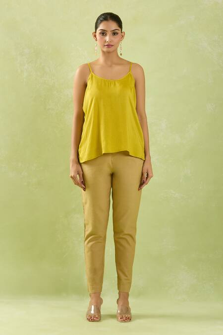 Buy Shraddha Rambhia Green Chanderi Collared Geometric Woven Shirt Tunic Online at Aza Fashions Buy_Shraddha Rambhia_Green Chanderi Collared Geometric Woven Shirt Tunic_Online_at_Aza_Fashions