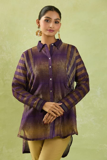 SHRADDHA RAMBHIA Linear Woven Shirt Tunic 