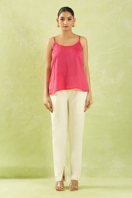 Shraddha Rambhia Pink Chanderi Collared Floral High-low Shirt Online at Aza Fashions Shraddha Rambhia_Pink Chanderi Collared Floral High-low Shirt_Online_at_Aza_Fashions