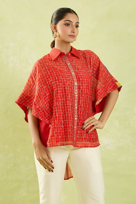 SHRADDHA RAMBHIA High-Low Floral Print Shirt 