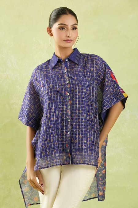 SHRADDHA RAMBHIA Chanderi Printed High-Low Shirt 