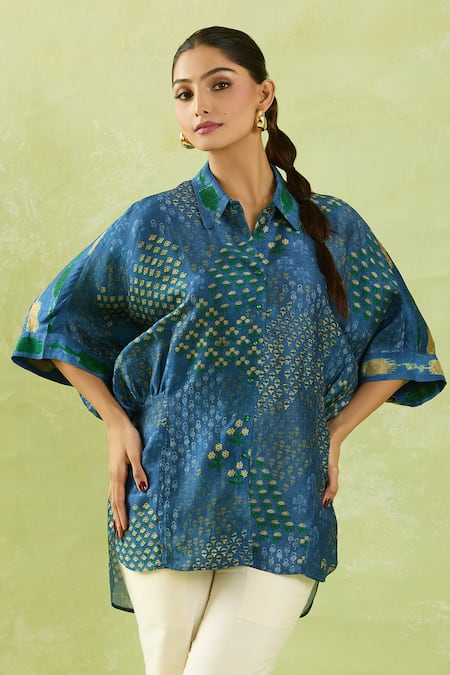 SHRADDHA RAMBHIA High-Low Mughal Floral Print Shirt 