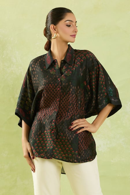 SHRADDHA RAMBHIA Mughal Floral High-Low Print Shirt 