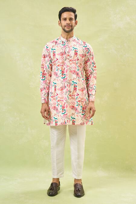 Buy Rng Safawala Off White Cotton, Silk Paint Stroke Print Bundi And Kurta Set Online at Aza Fashions Buy_Rng Safawala_Off White Cotton, Silk Paint Stroke Print Bundi And Kurta Set_Online_at_Aza_Fashions