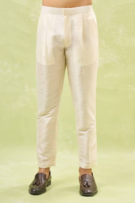 Rng Safawala_Cream Silk, Cotton Zari, Embroidery Floral Woven Bundi And Kurta Set _Online_at_Aza_Fashions