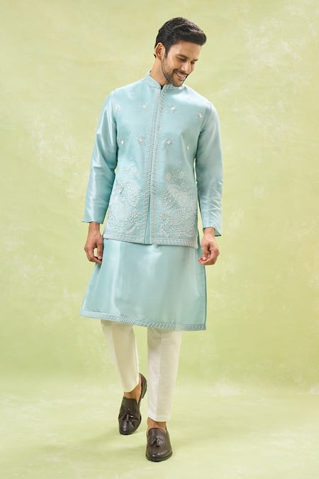 RNG Safawala Paisley Embroidered Bundi & Kurta Set 