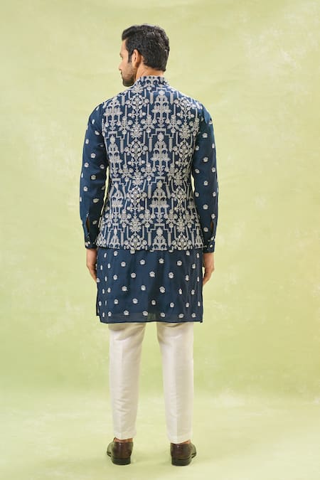 Rng Safawala Floral Dori Embroidered Bundi & Kurta Set