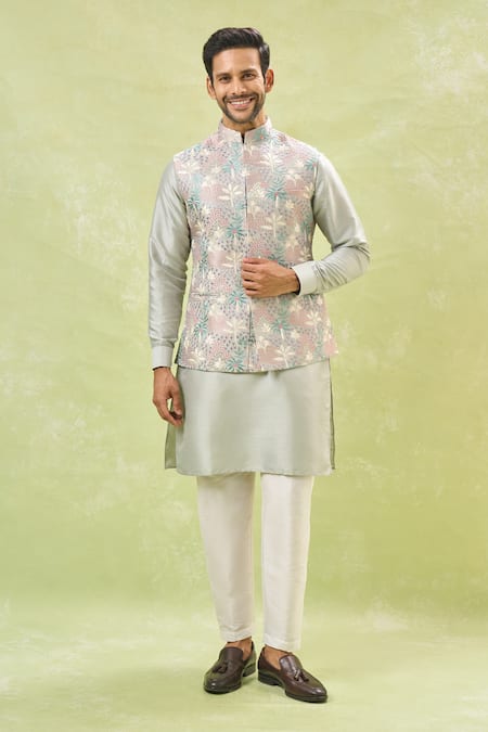 RNG Safawala Tropical Embroidered Bundi & Kurta Set 