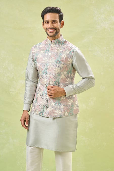 Buy Rng Safawala Green Silk Sequins, Embroidery Tropical Bundi And Kurta Set Buy_Rng Safawala_Green Silk Sequins, Embroidery Tropical Bundi And Kurta Set