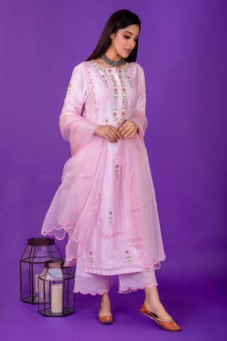 Priya Chaudhary Chanderi Silk Kurta Set For Kids