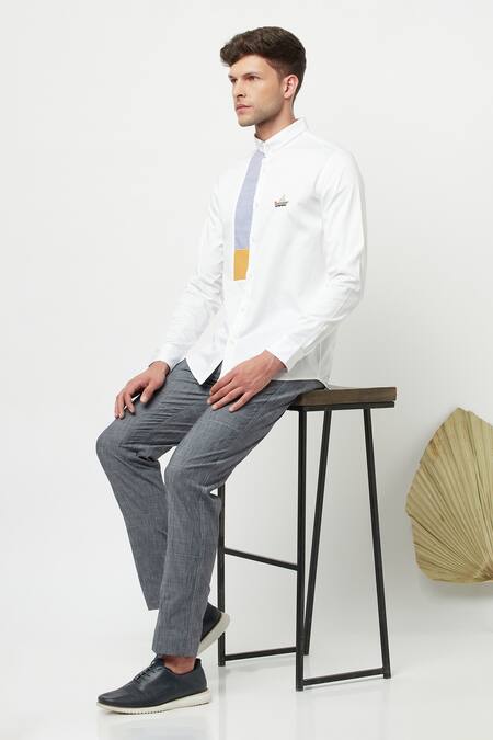 Buy Lacquer Embassy White Cotton Satin Boat Mateo Shirt Online at Aza Fashions Buy_Lacquer Embassy_White Cotton Satin Boat Mateo Shirt _Online_at_Aza_Fashions