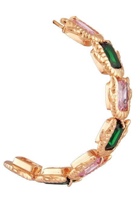 Buy_Outhouse_Green Crystals Cluster Mini Hoops_Online_at_Aza_Fashions