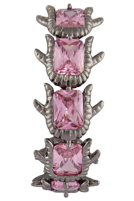 Outhouse_Pink Crystals Cluster Mini Hoops_Online_at_Aza_Fashions