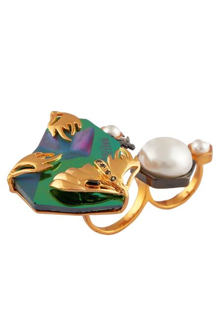 Outhouse Multi Color Crystals, Pearls Eccentric Ring Online at Aza Fashions Outhouse_Multi Color Crystals, Pearls Eccentric Ring_Online_at_Aza_Fashions