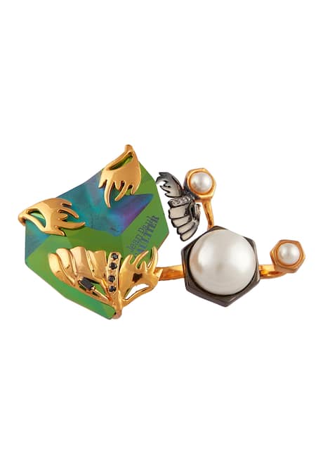 Outhouse Multi Color Eccentric Pearl Ring 