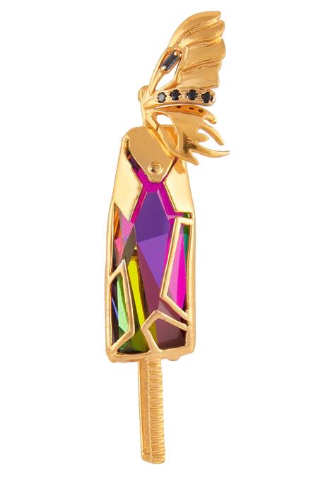 Outhouse_Gold Plated Crystals Rose Earrings Encrusted With Swarovski_Online_at_Aza_Fashions