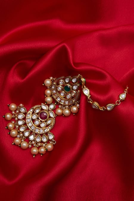 Moh-Maya by Disha Khatri Gold Plated Chandbali Kundan Earrings 