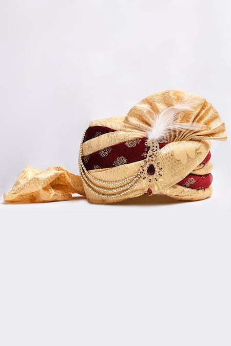 Buy_Arihant Rai Sinha_Beige Printed Safa _Online_at_Aza_Fashions