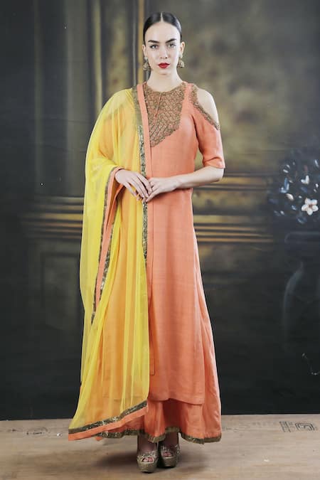 Neha Khullar Orange dori work kurta with palazzos 