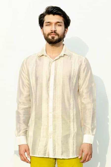 Runit Gupta Chanderi Pintuck Shirt For Kids For Kids