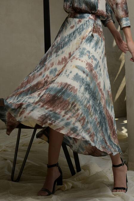 Buy_Itara_Multi Color Silk Crepe Tie And Dye Skirt_Online_at_Aza_Fashions
