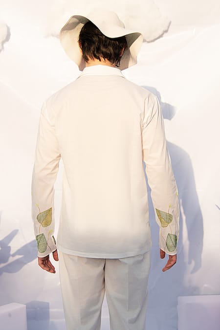 Shop Runit Gupta White Enzyme Washed Cotton Embroidered Shirt at Aza Fashions Shop_Runit Gupta_White Enzyme Washed Cotton Embroidered Shirt _at_Aza_Fashions