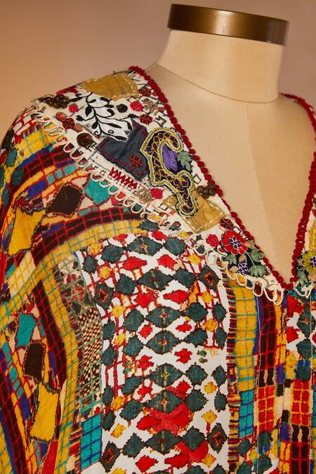Buy_Anamika Khanna_Multi Color Printed Kaftan And Skirt Set_Online_at_Aza_Fashions