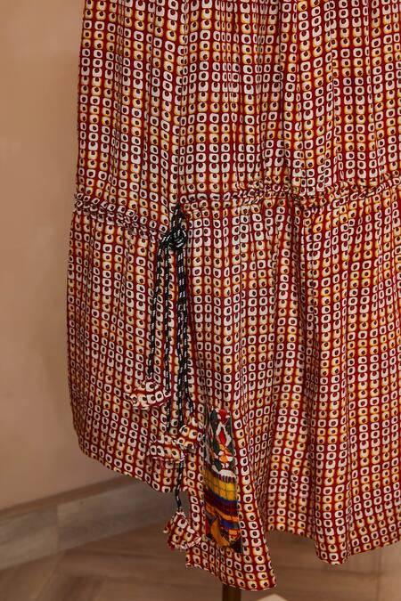 Anamika Khanna_Multi Color Printed Kaftan And Skirt Set_at_Aza_Fashions