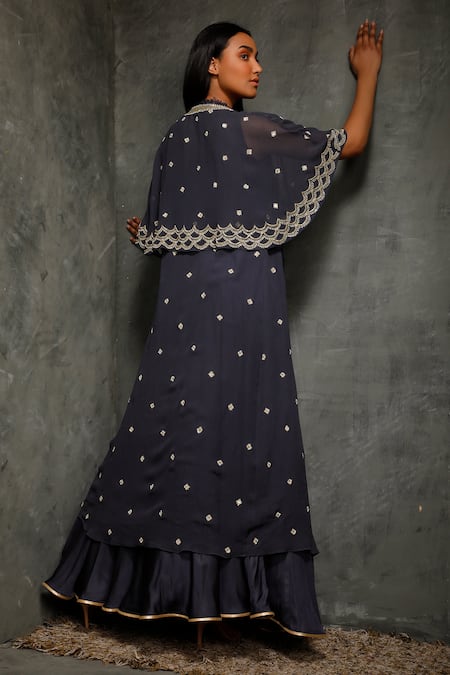 Shop Seema Thukral Blue Cotton Silk, Pure Georgette Bralette Sweetheart Embroidered And Skirt Set at Aza Fashions Shop_Seema Thukral_Blue Cotton Silk, Pure Georgette Bralette Sweetheart Embroidered And Skirt Set _at_Aza_Fashions