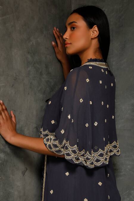 Buy Seema Thukral Blue Cotton Silk, Pure Georgette Bralette Sweetheart Embroidered And Skirt Set Online at Aza Fashions Buy_Seema Thukral_Blue Cotton Silk, Pure Georgette Bralette Sweetheart Embroidered And Skirt Set _Online_at_Aza_Fashions