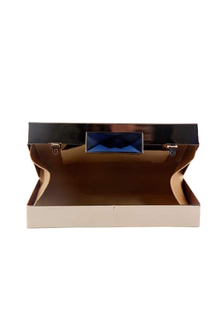 Puneet Gupta_Blue Diamante Jewel Print Clutch_Online_at_Aza_Fashions