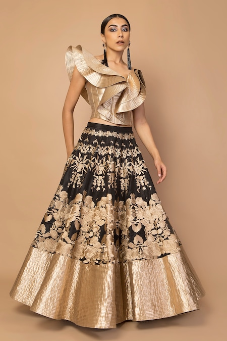 Black gold designer lehanga choli | BSPKART Online Shopping