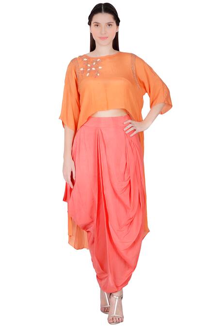 Buy Julie By Julie Shah Coral Embroidered Kurta Skirt Set at Aza Fashions Buy_Julie By Julie Shah_Coral Embroidered Kurta Skirt Set _at_Aza_Fashions