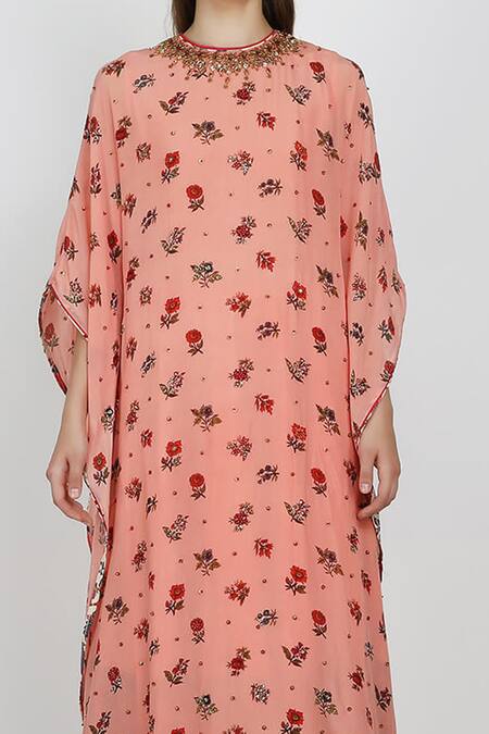 Buy_Nikasha_Pink Kaftan Kurta With Skirt Set _Online_at_Aza_Fashions