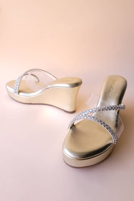 Tic Tac Toe Footwear Diamond Cross Strap Wedges 