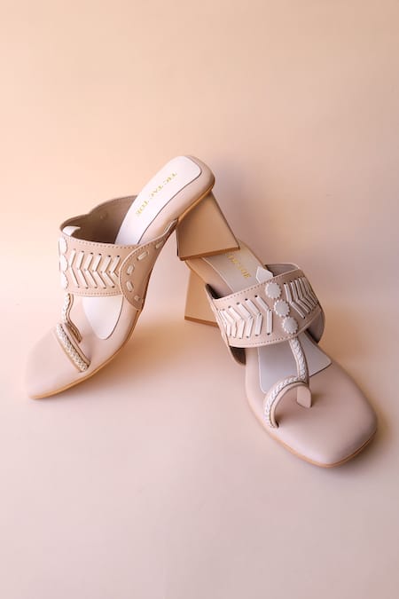 Buy PREET KAUR Shisha Cream Kolhapuri Block Heels online