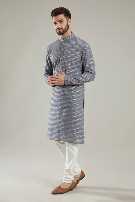 Kasbah Grey Chanderi Embroidery Kurta Set