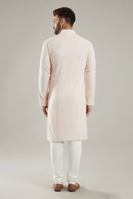 Shop Kasbah Pink Georgette, Cotton Sequins, Embroidery Full Sleeve Kurta Set at Aza Fashions Shop_Kasbah_Pink Georgette, Cotton Sequins, Embroidery Full Sleeve Kurta Set _at_Aza_Fashions