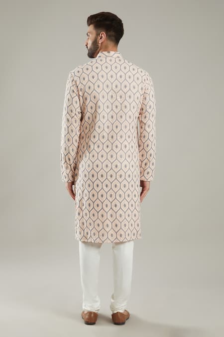 Shop Kasbah Pink Georgette, Cotton Embroidery Silk Floral Full Sleeve Kurta Set at Aza Fashions Shop_Kasbah_Pink Georgette, Cotton Embroidery Silk Floral Full Sleeve Kurta Set _at_Aza_Fashions