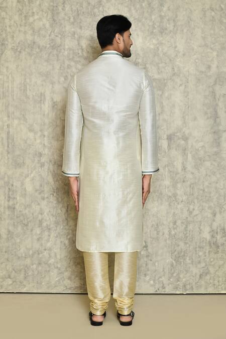 Shop Arihant Rai Sinha Cream Silk Embroidery Thread Kurta Set at Aza Fashions Shop_Arihant Rai Sinha_Cream Silk Embroidery Thread Kurta Set _at_Aza_Fashions